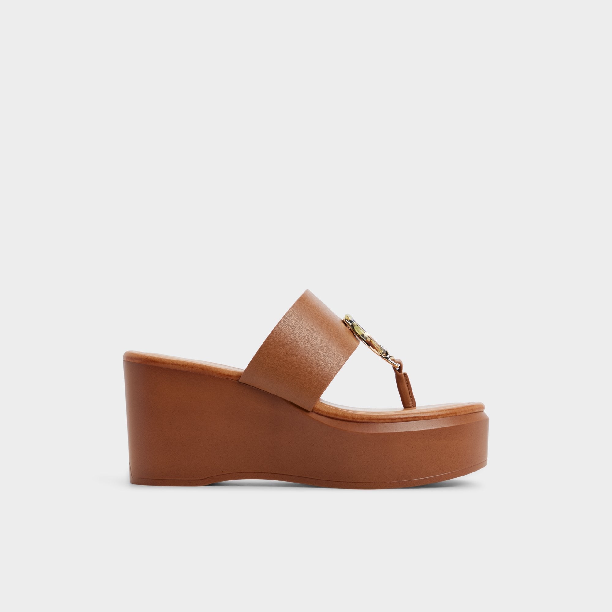 Friegan in Medium Brown - Slide sandal, Wedge heel