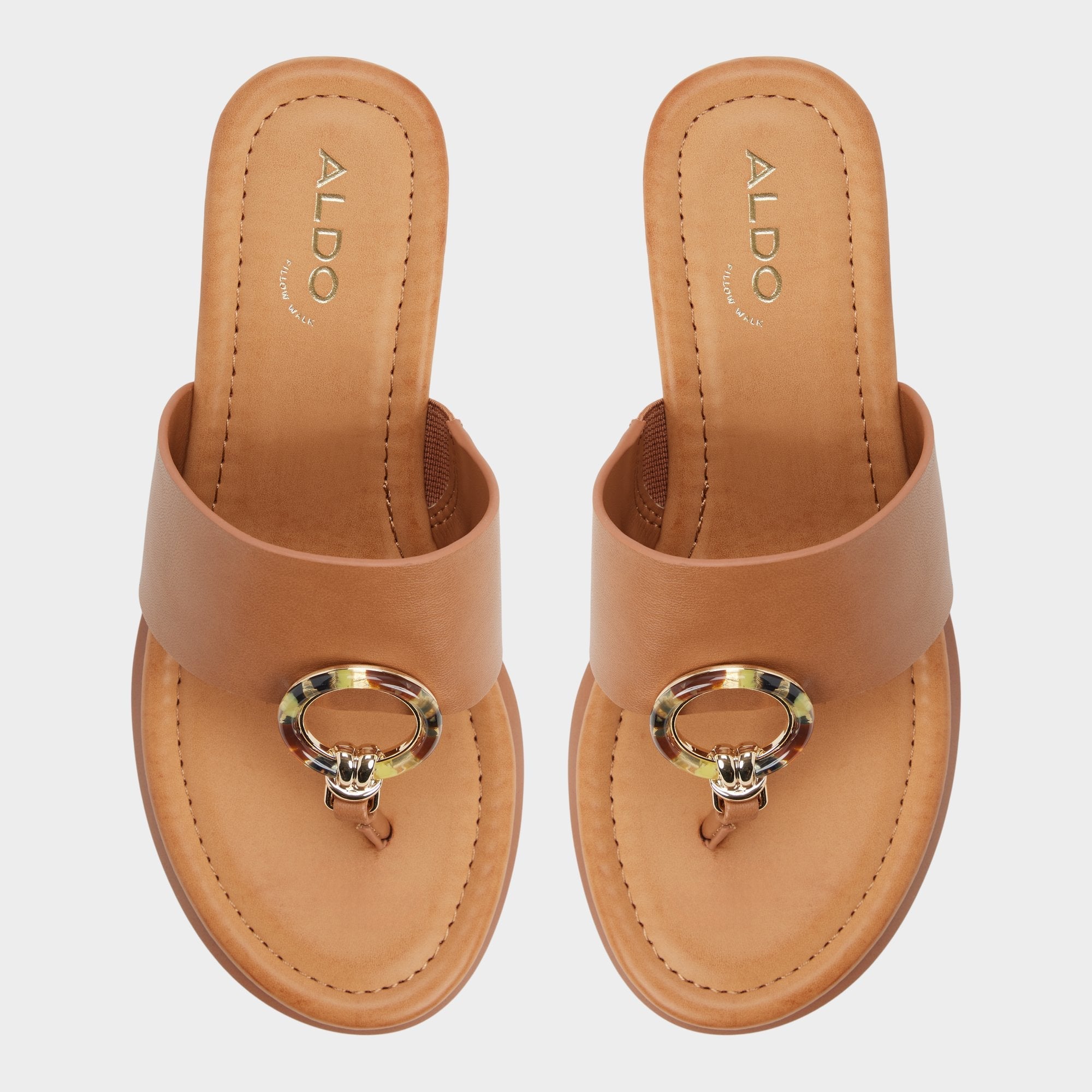 Friegan in Medium Brown - Slide sandal, Wedge heel