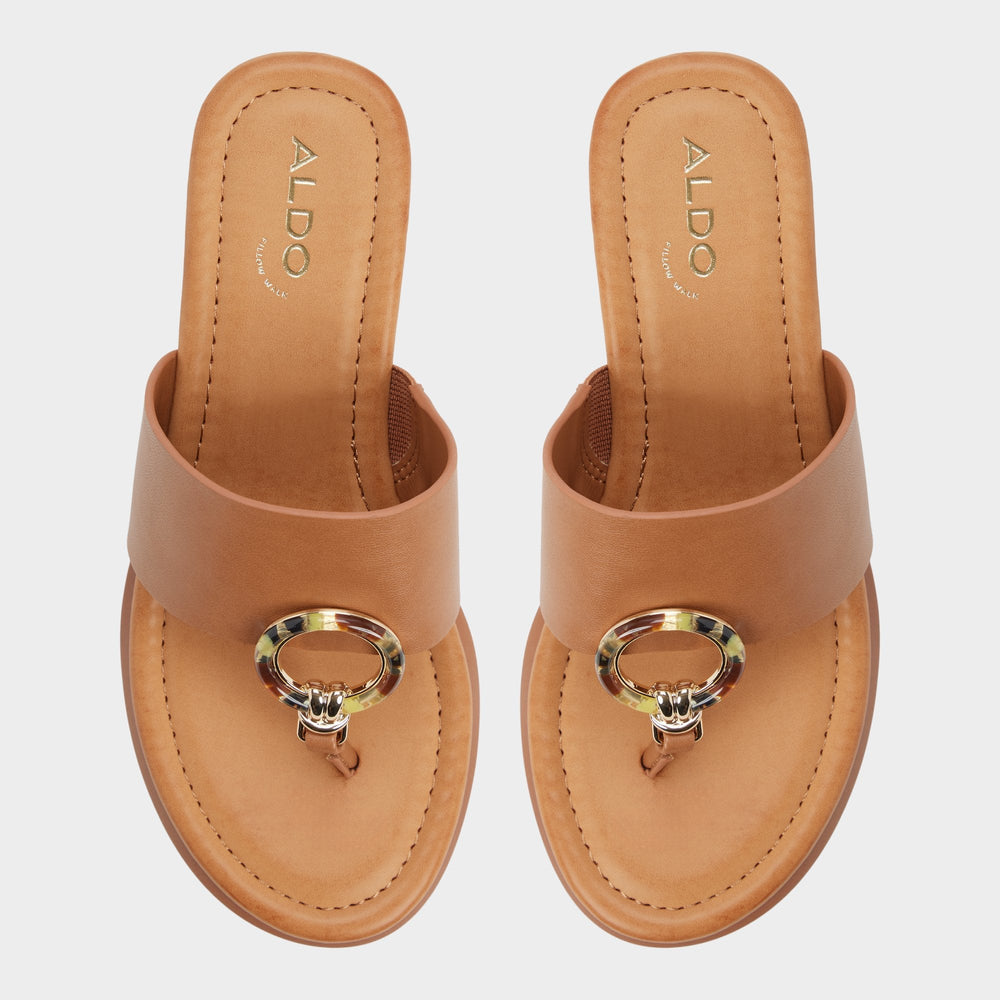Friegan in Medium Brown - Slide sandal, Wedge heel