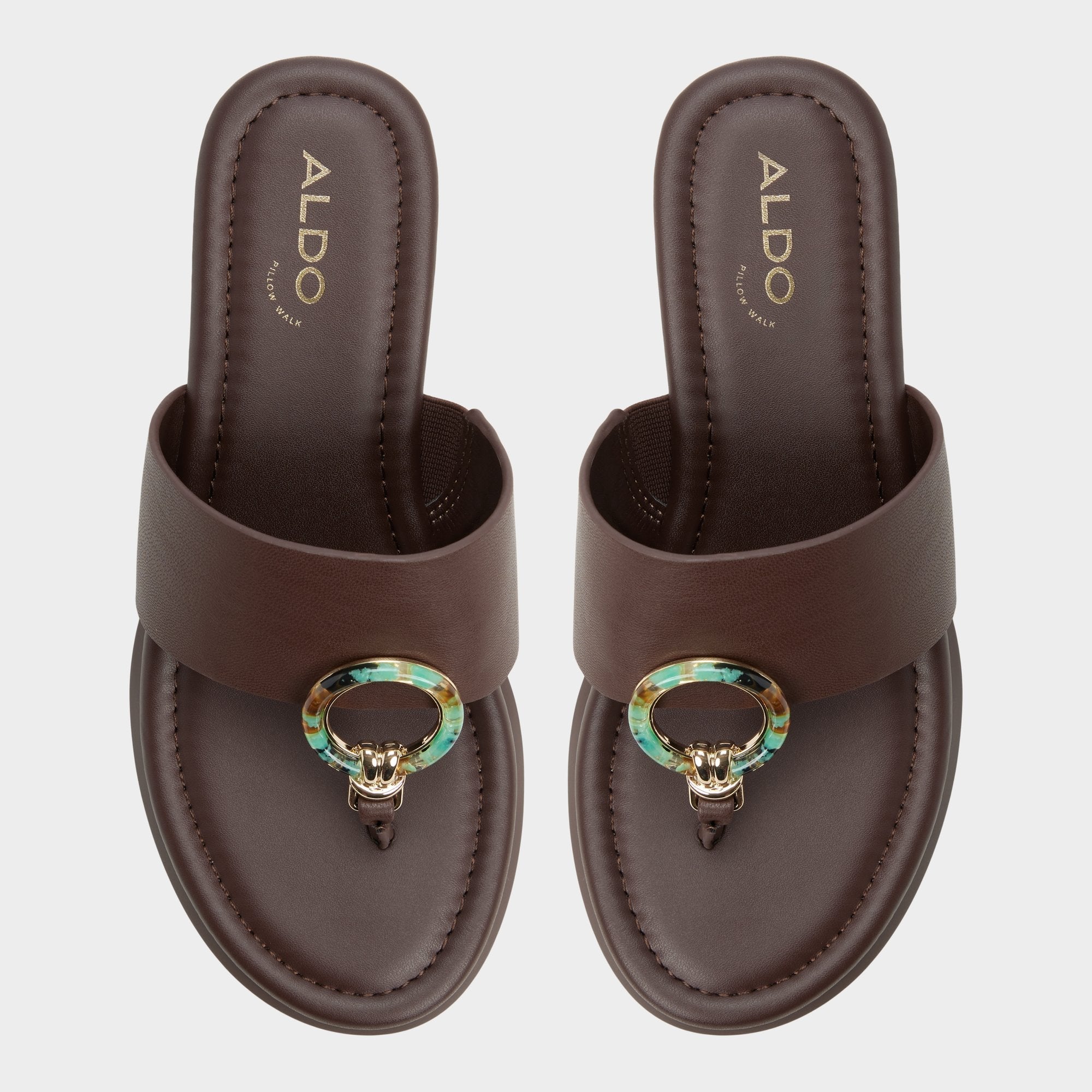Friegan in Dark Brown - Slide sandal, Wedge heel