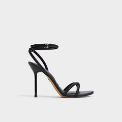 Manaelden Black Women's Strappy sandals - Strappy heeled sandal, Stiletto heel