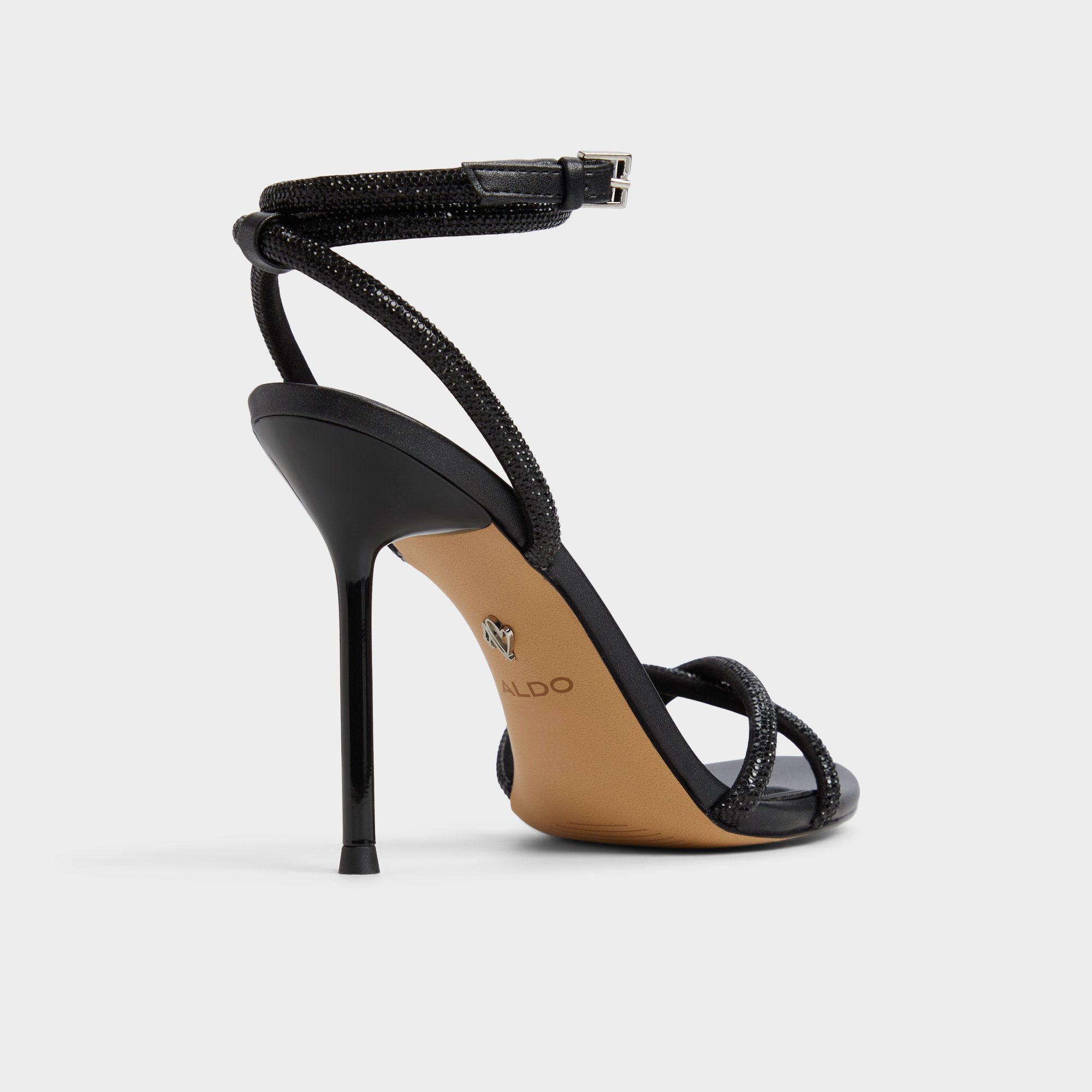 Manaelden Black Women's Strappy sandals - Strappy heeled sandal, Stiletto heel
