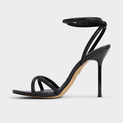 Manaelden Black Women's Strappy sandals - Strappy heeled sandal, Stiletto heel