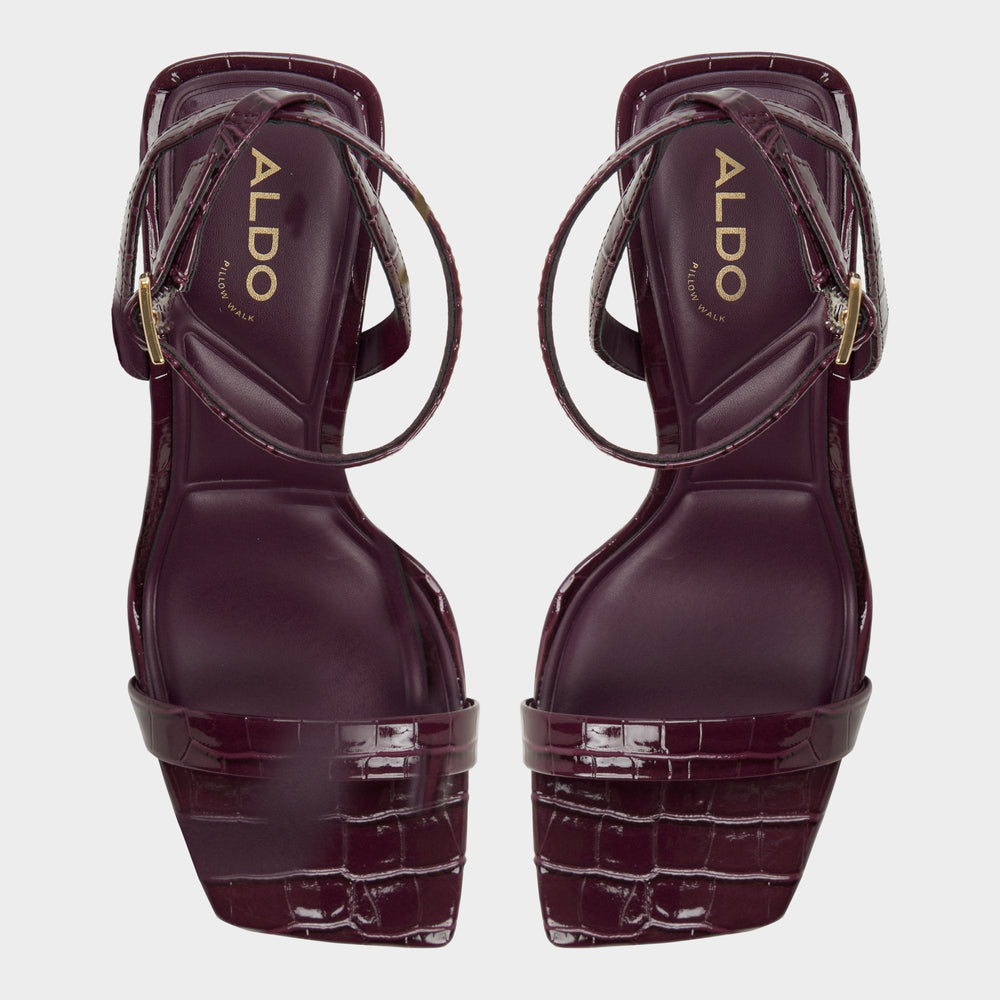 Azzira in Bordo - Strappy heeled sandal, Block heel
