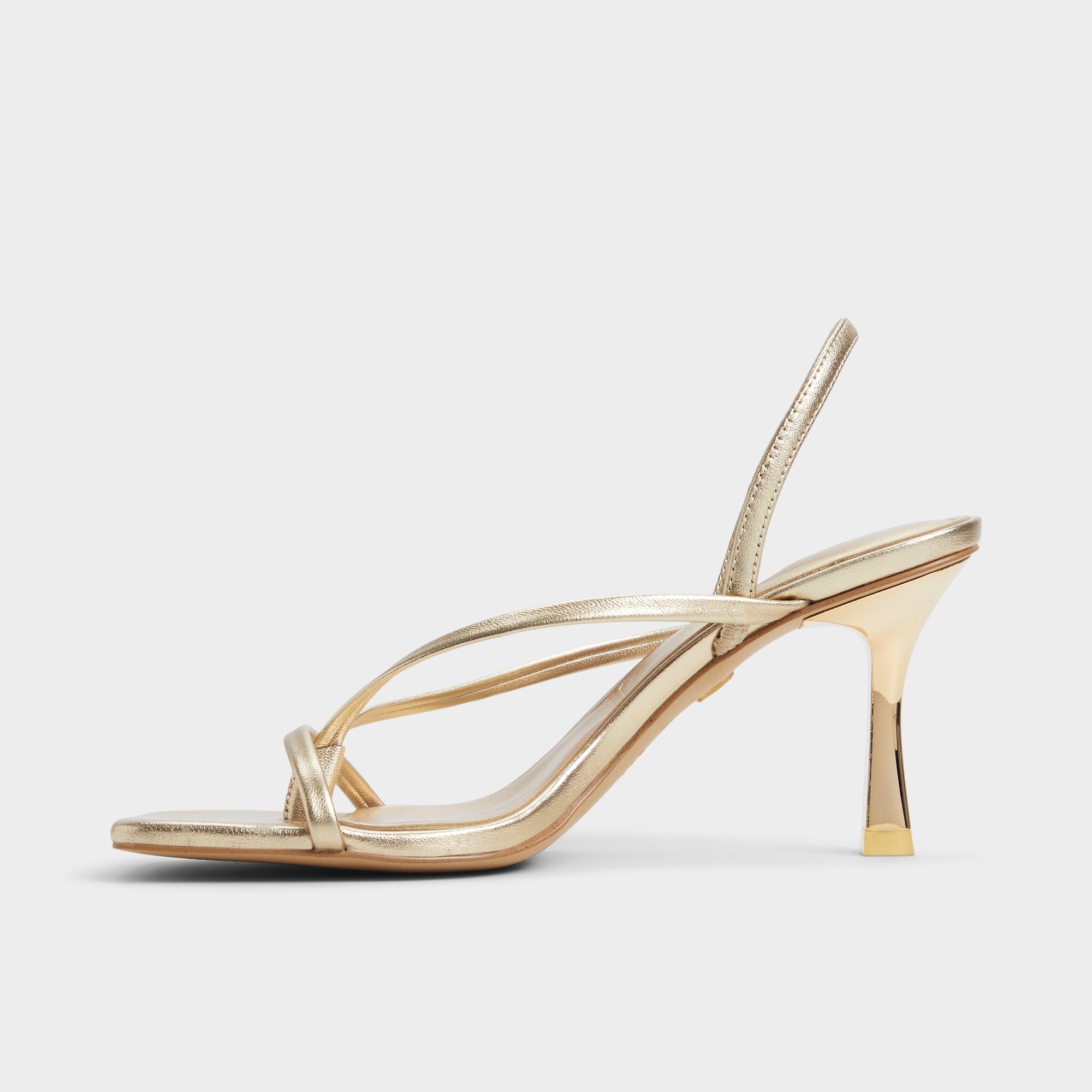 Riva Gold Women's Strappy sandals - Sling back heeled sandal, Stiletto heel