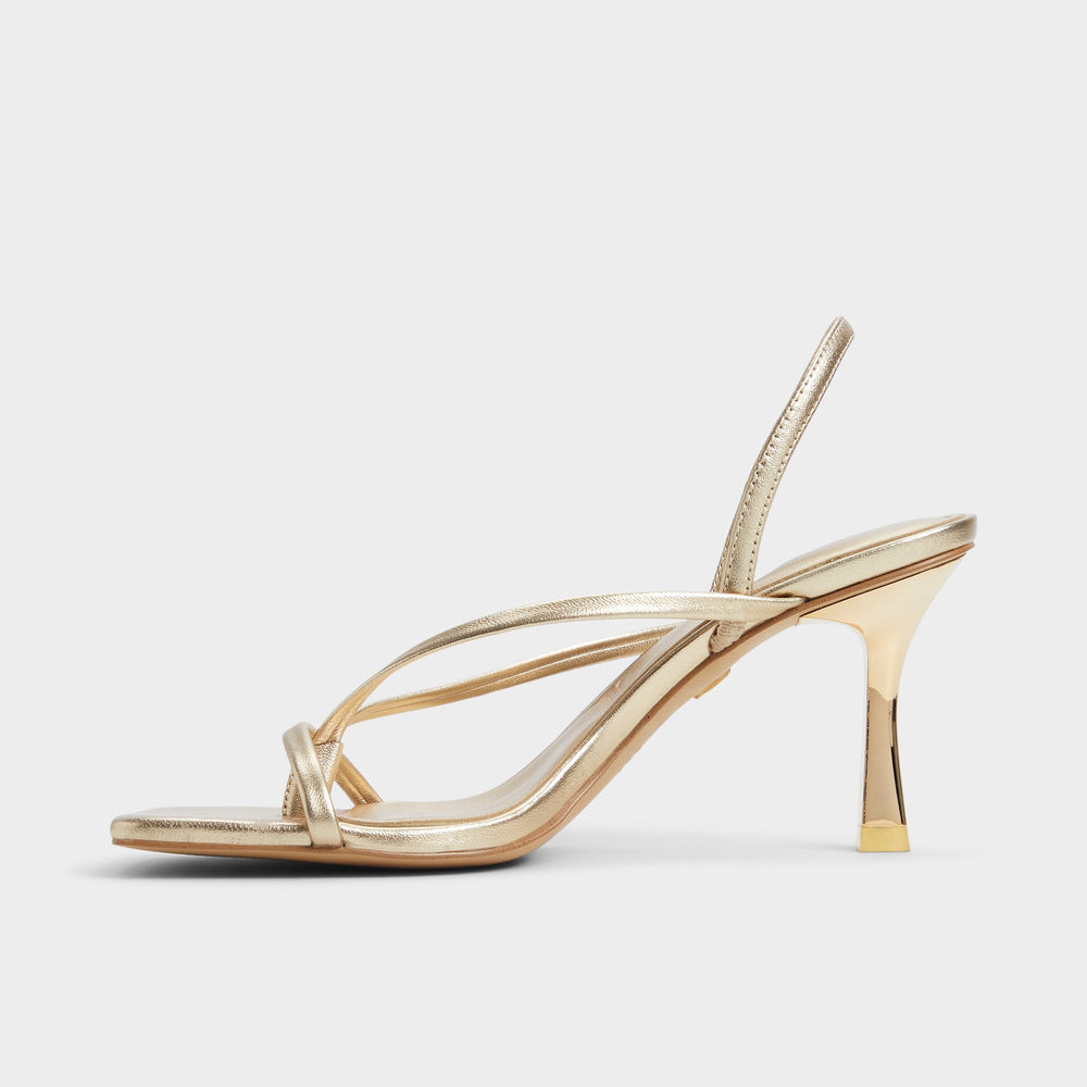Riva Gold Women's Strappy sandals - Sling back heeled sandal, Stiletto heel