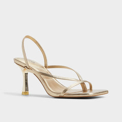 Riva Gold Women's Strappy sandals - Sling back heeled sandal, Stiletto heel