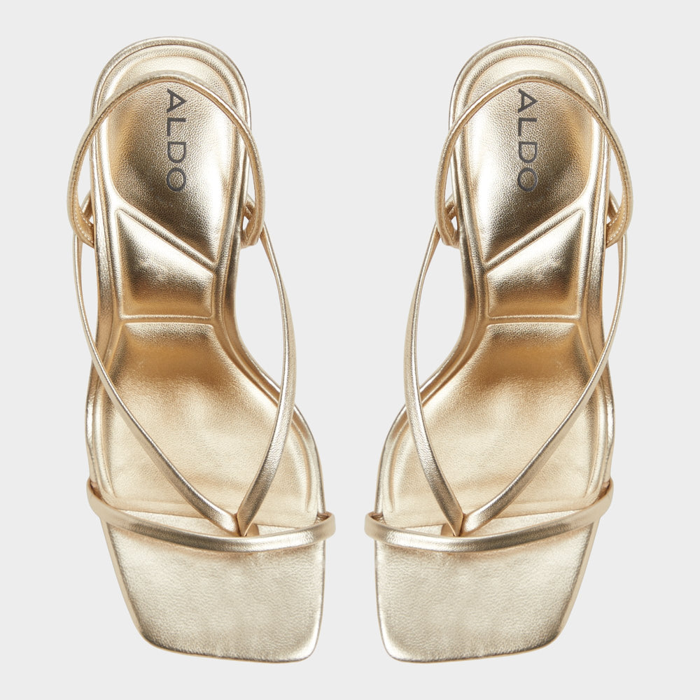Riva Gold Women's Strappy sandals - Sling back heeled sandal, Stiletto heel