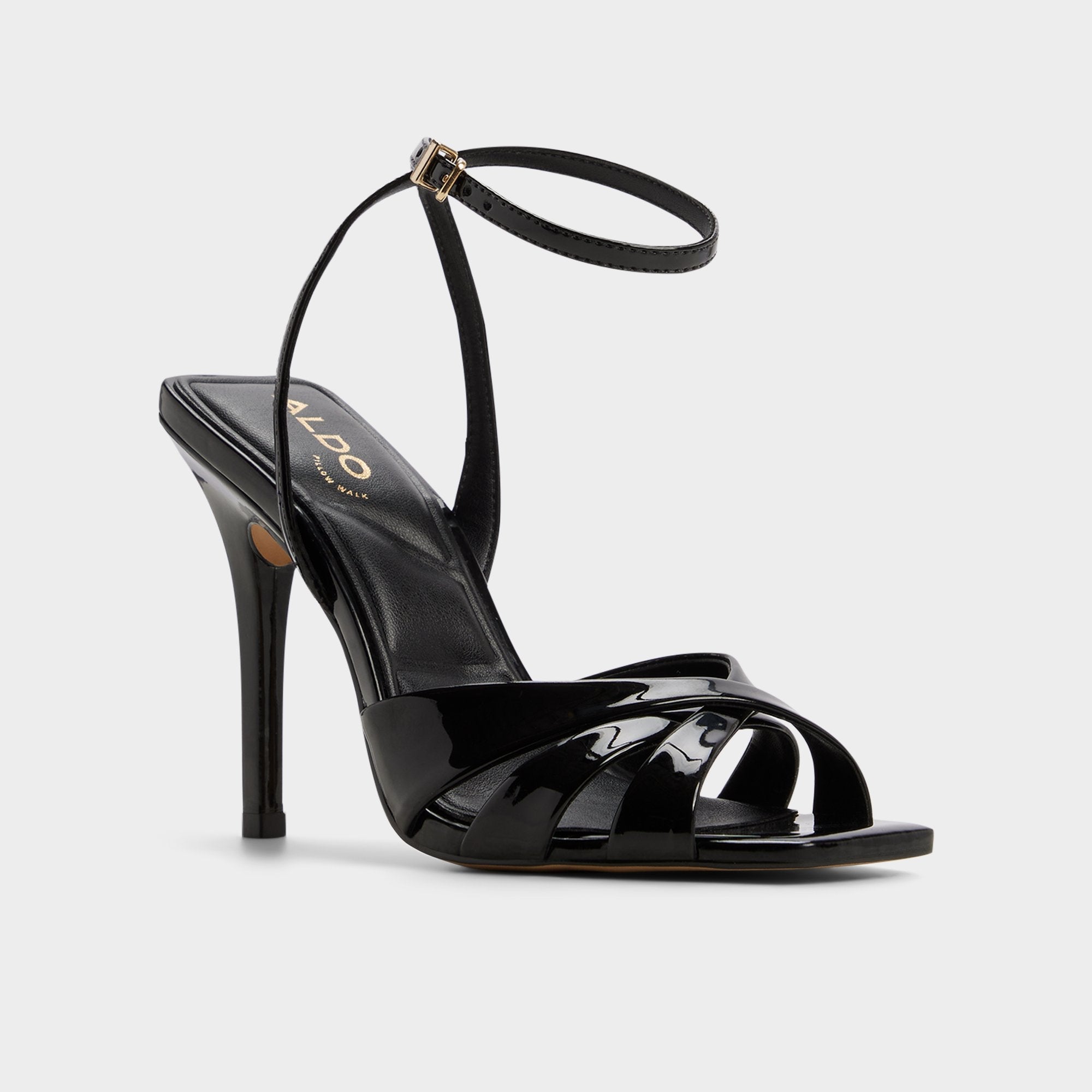 Meteora in Black - Strappy heeled sandal, Stiletto heel