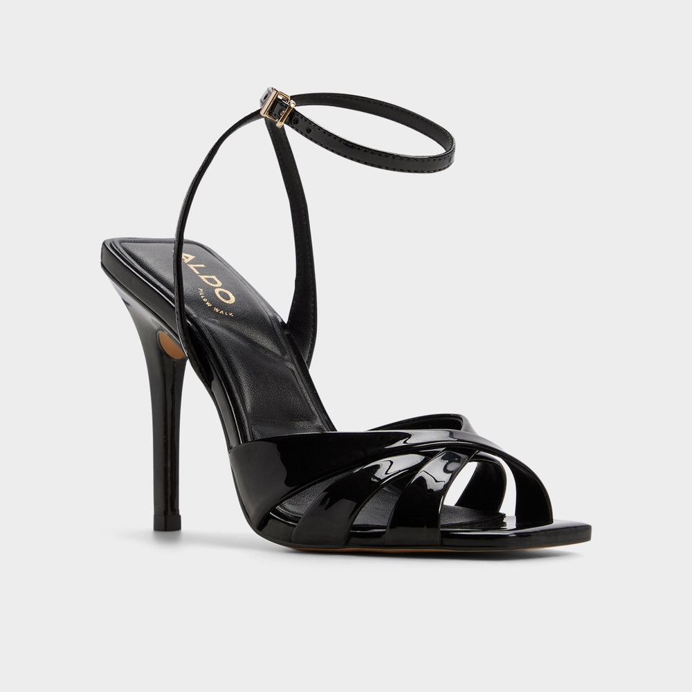 Meteora in Black - Strappy heeled sandal, Stiletto heel