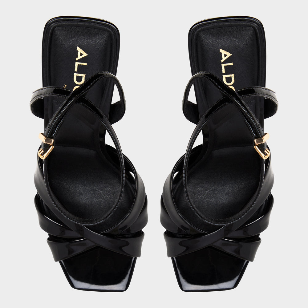 Meteora in Black - Strappy heeled sandal, Stiletto heel