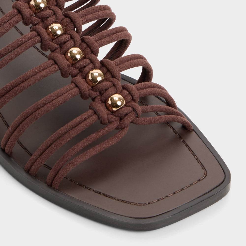 Unoma in Dark Brown - Strappy flat sandal