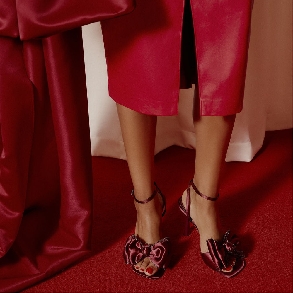 Tinsel in Bordo - Strappy heeled sandal, Stiletto heel