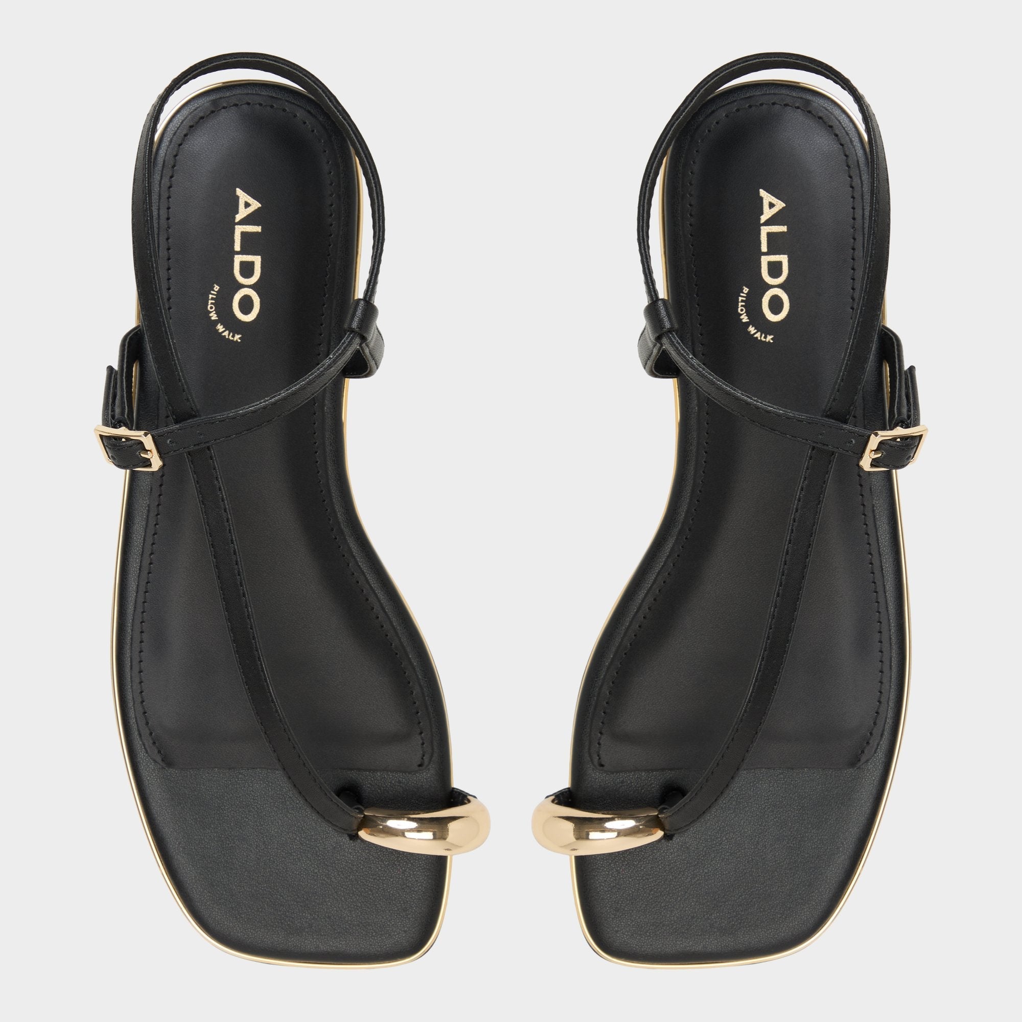 Jomalina Black Women's Flats - Strappy flat sandal