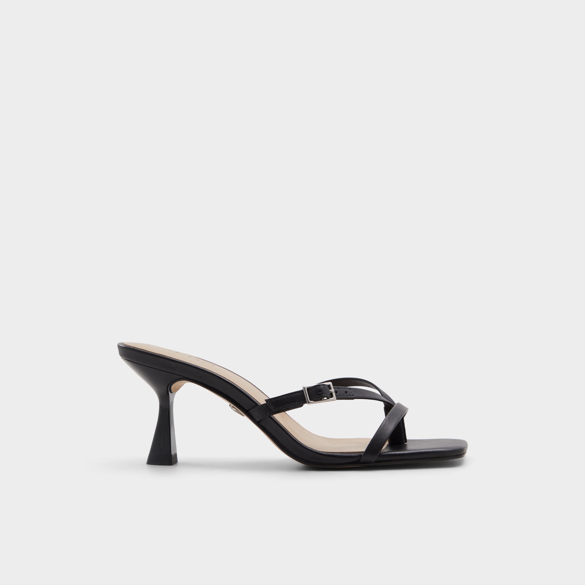 Gannever Black Women's Thong Sandals - Heeled flip flop, Stiletto heel