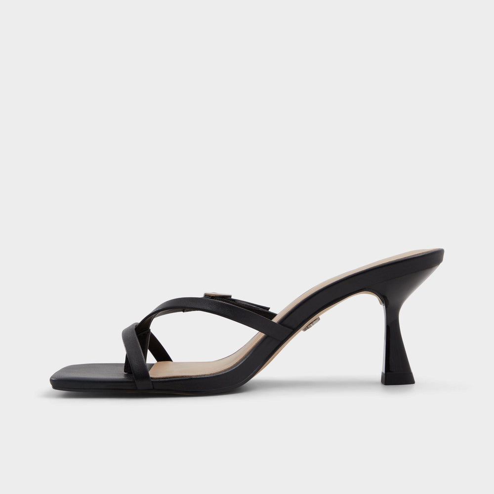 Gannever Black Women's Thong Sandals - Heeled flip flop, Stiletto heel