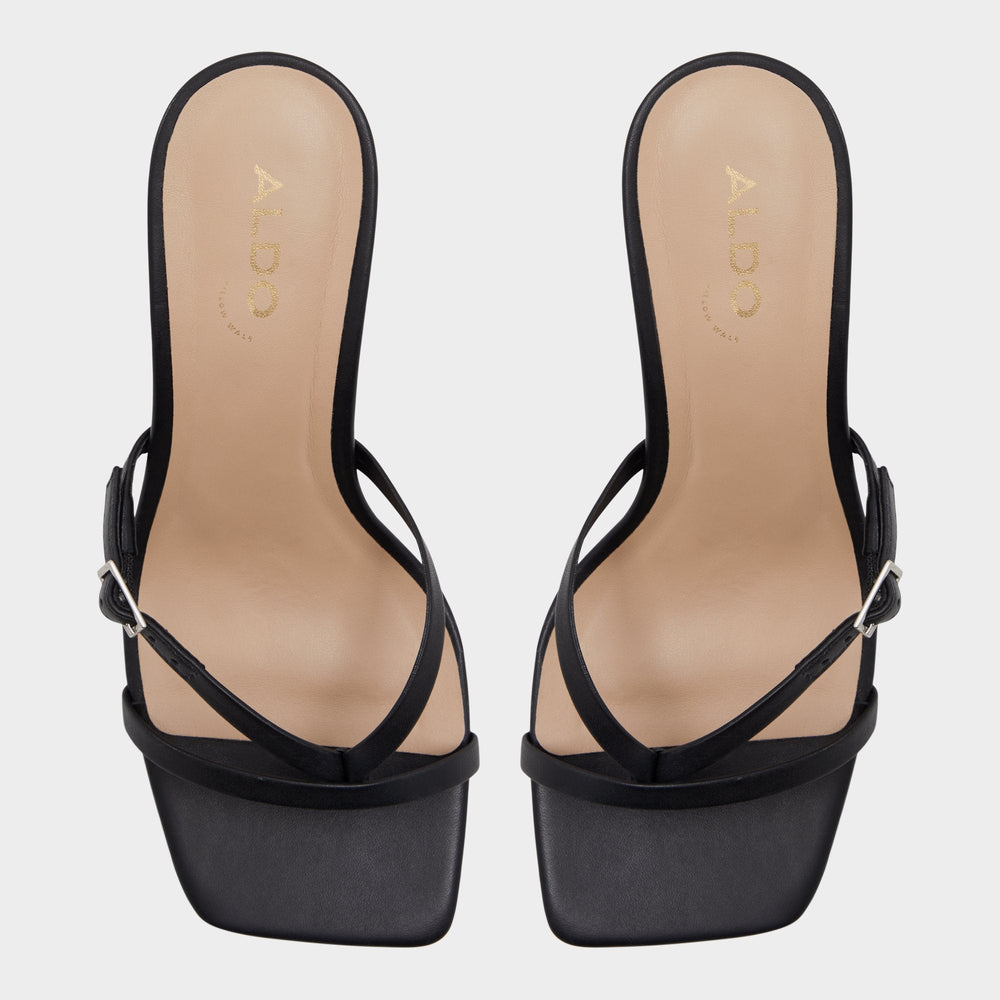 Gannever Black Women's Thong Sandals - Heeled flip flop, Stiletto heel