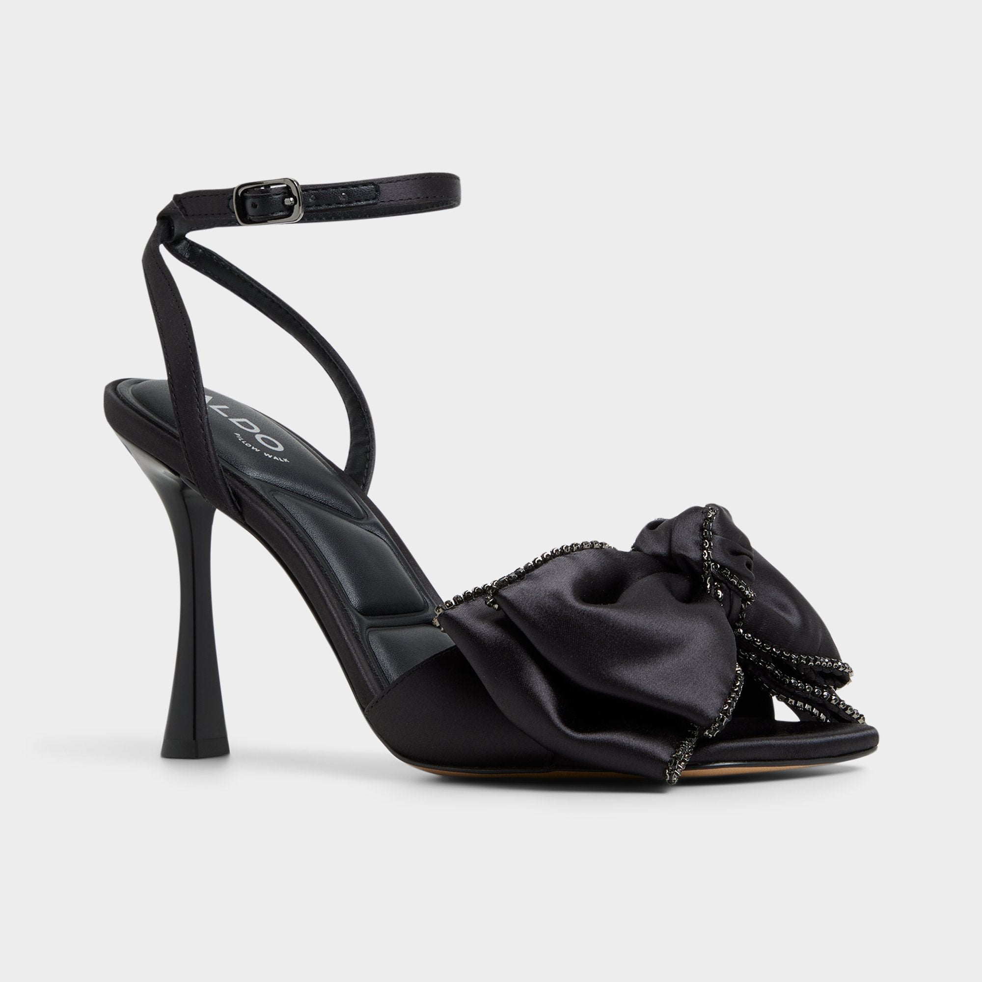 Tinsel in Black - Strappy heeled sandal, Stiletto heel