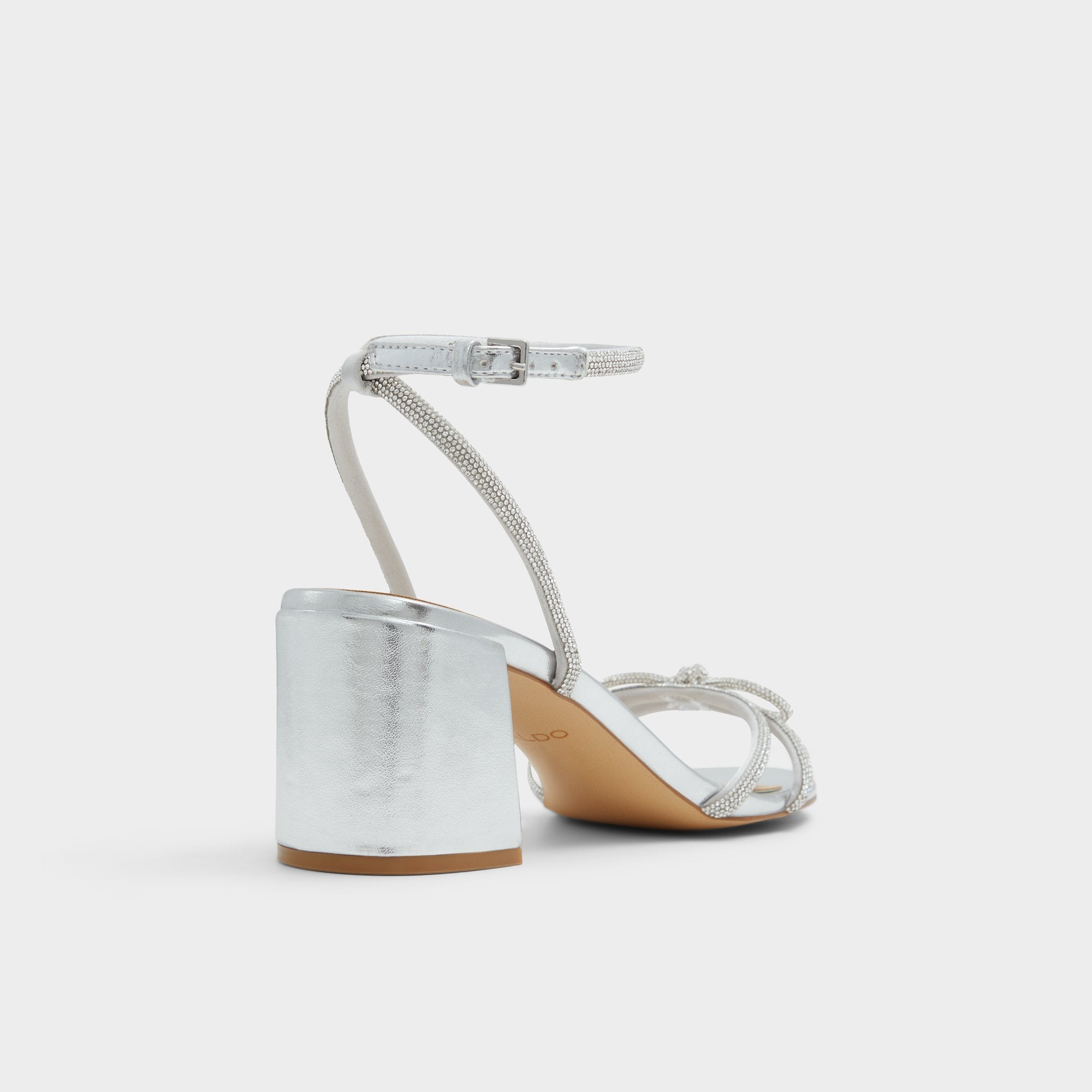 Bouclette Silver Women's Block heels - Strappy heeled sandal, Block heel