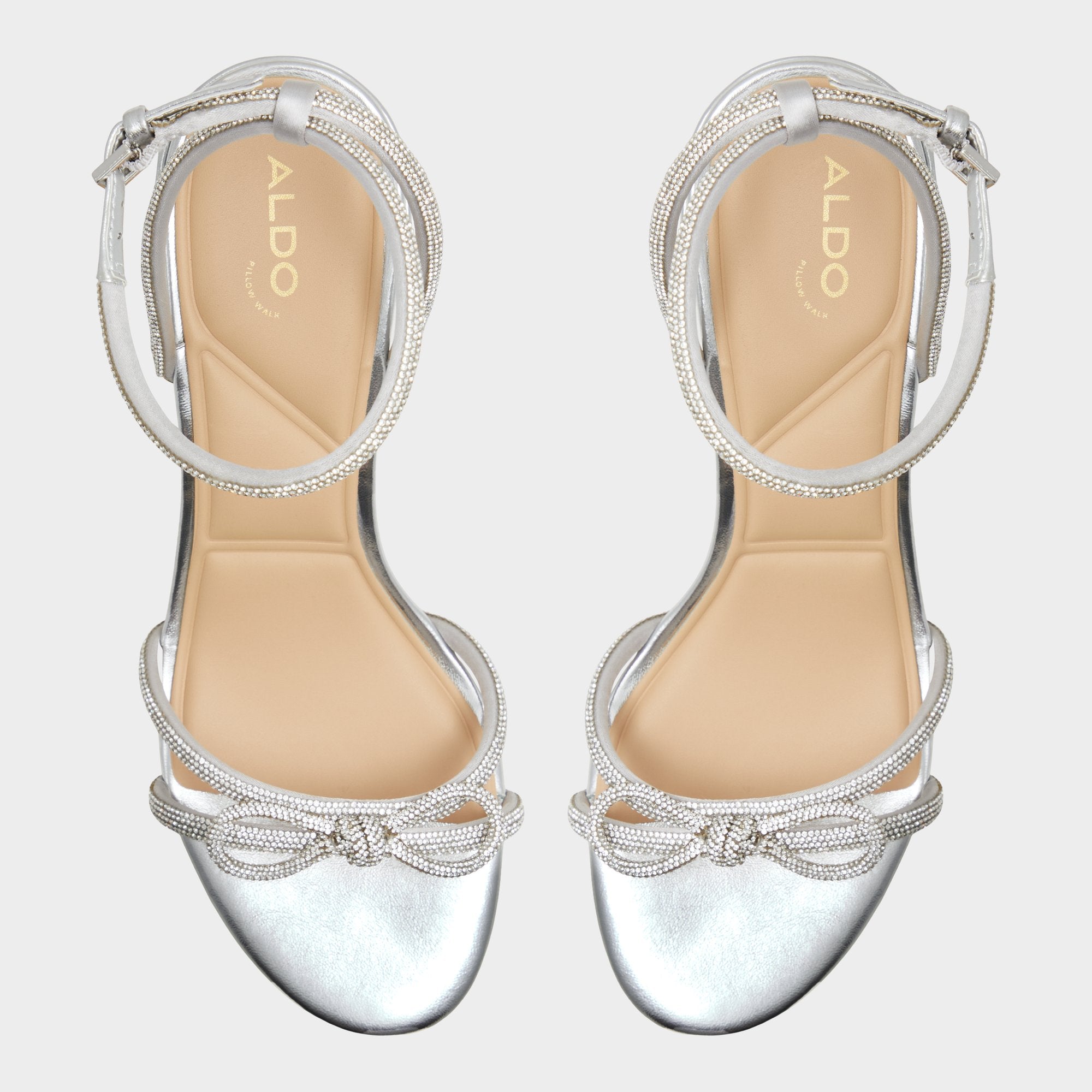 Bouclette Silver Women's Block heels - Strappy heeled sandal, Block heel