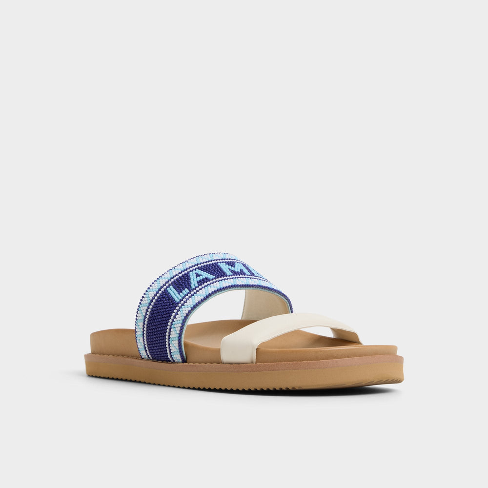 Beachvacay White/Blue Women's Footbed sandals - Slide sandal, Footbed sandal