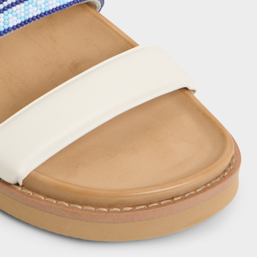 Beachvacay White/Blue Women's Footbed sandals - Slide sandal, Footbed sandal