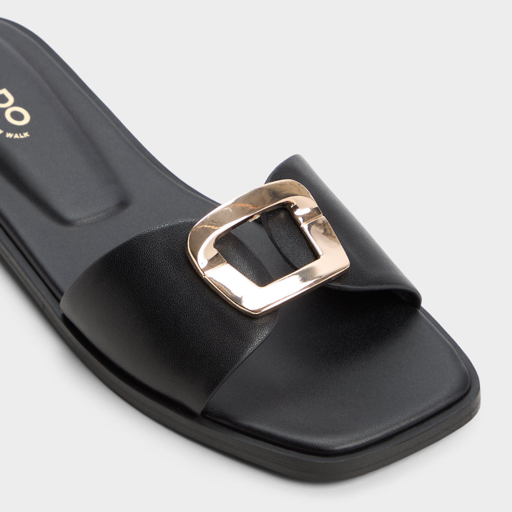 Tidella Black Women's Flats - Slide sandal