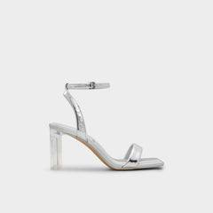 Aurorai Silver Women's Block heels - Strappy heeled sandal, Block heel