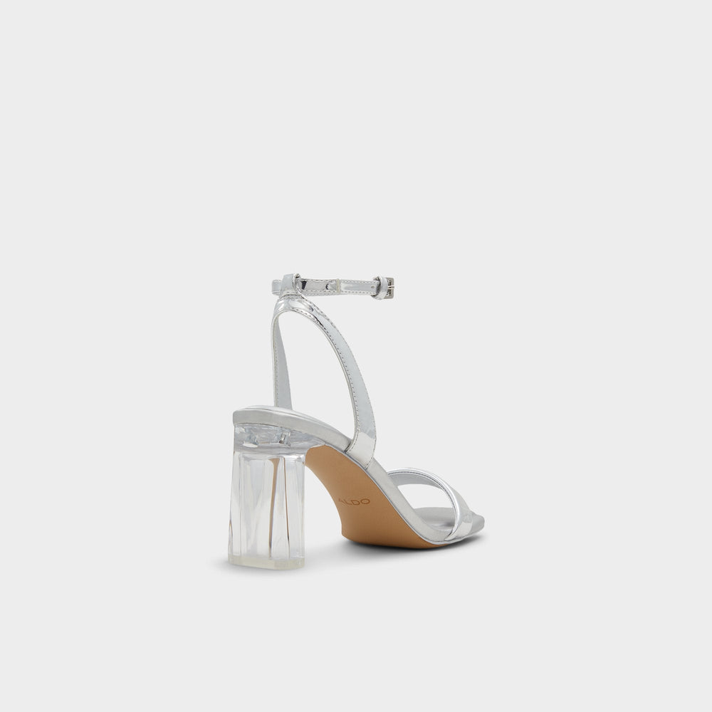 Aurorai Silver Women's Block heels - Strappy heeled sandal, Block heel