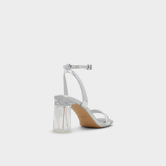 Aurorai Silver Women's Block heels - Strappy heeled sandal, Block heel