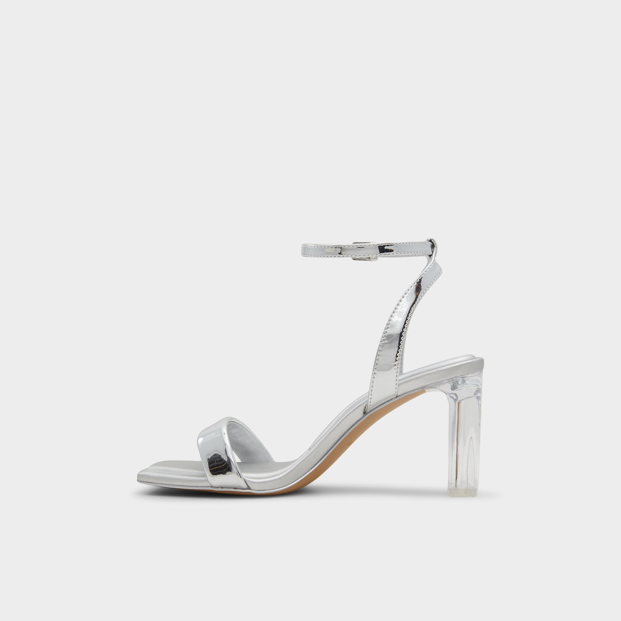 Aurorai Silver Women's Block heels - Strappy heeled sandal, Block heel