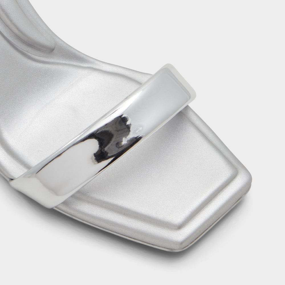 Aurorai Silver Women's Block heels - Strappy heeled sandal, Block heel