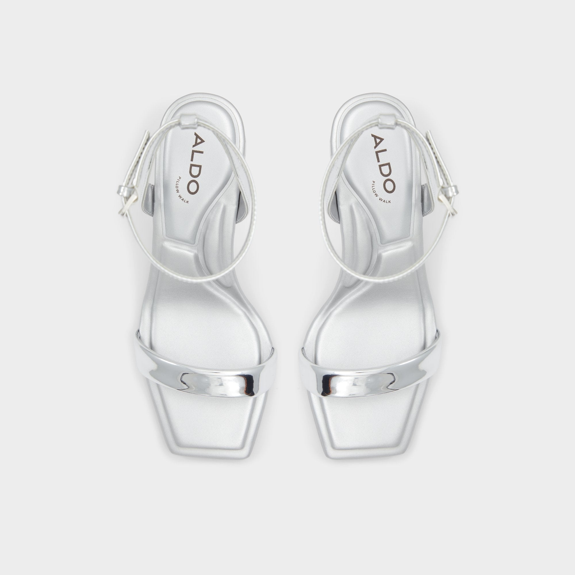 Aurorai Silver Women's Block heels - Strappy heeled sandal, Block heel