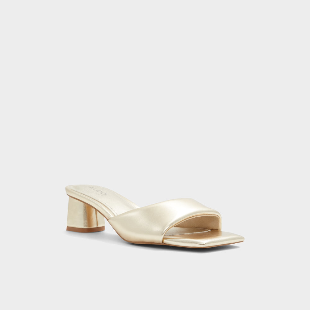 Aneka Gold Women's Heeled mules - Heeled mule, Block heel