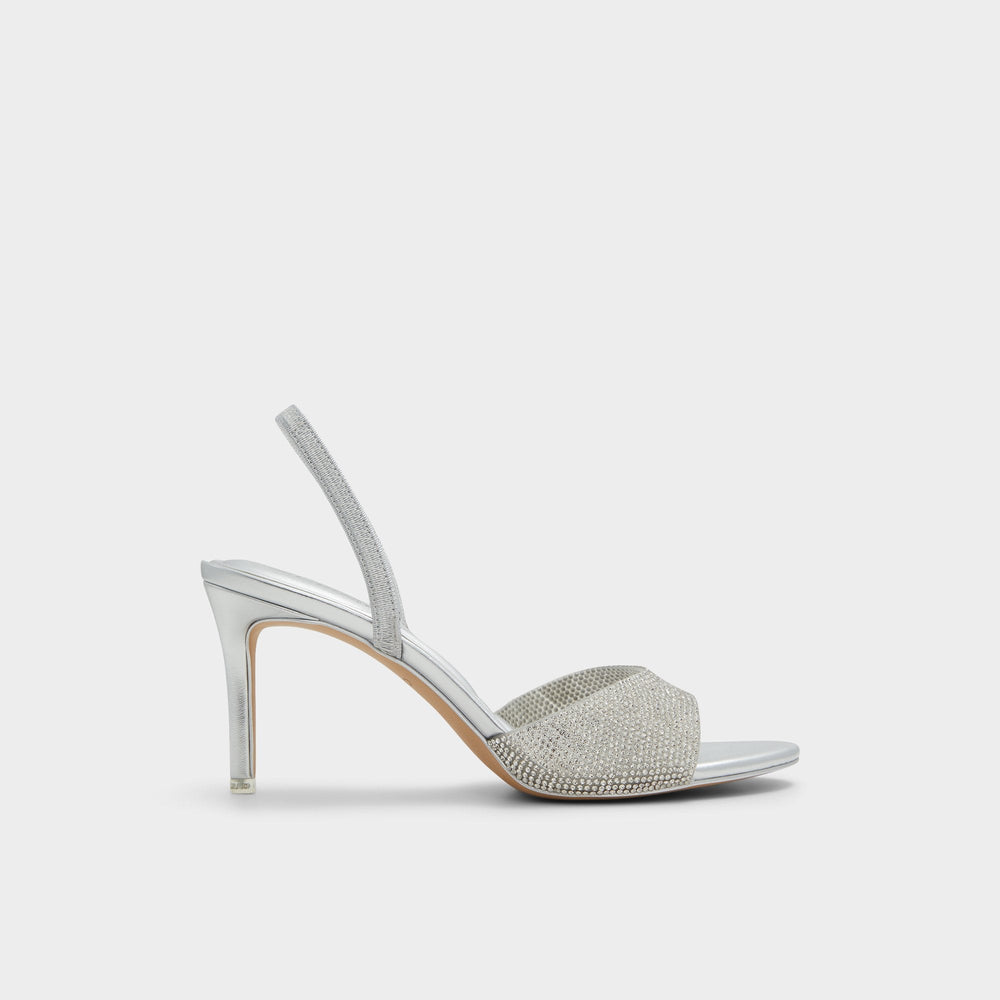 Aitana in Silver - Strappy heeled sandal, Stiletto heel