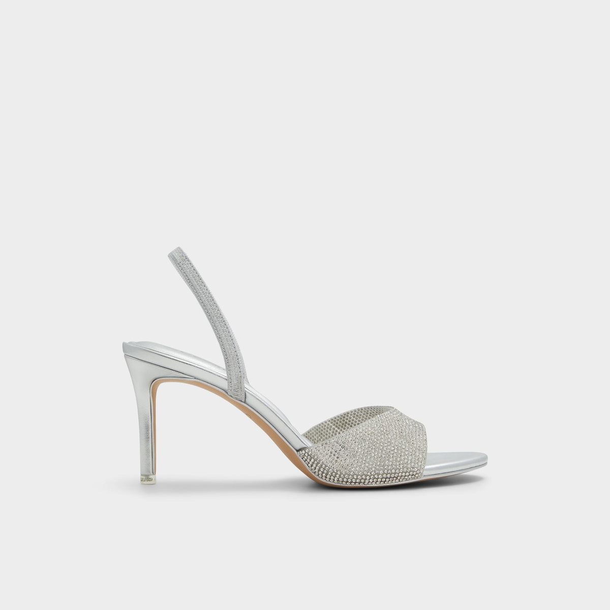 Aitana in Silver - Strappy heeled sandal, Stiletto heel