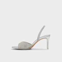 Aitana in Silver - Strappy heeled sandal, Stiletto heel