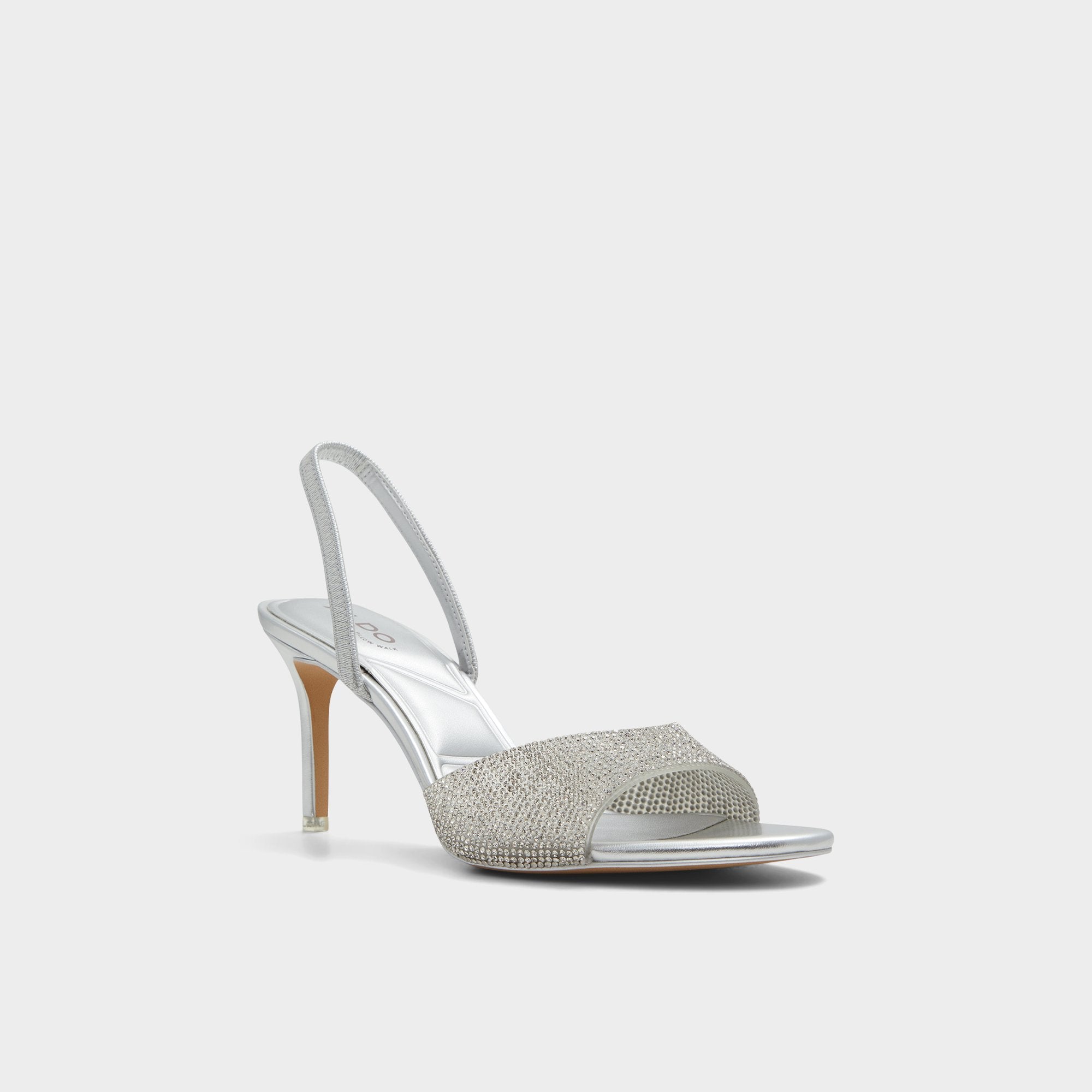 Aitana in Silver - Strappy heeled sandal, Stiletto heel