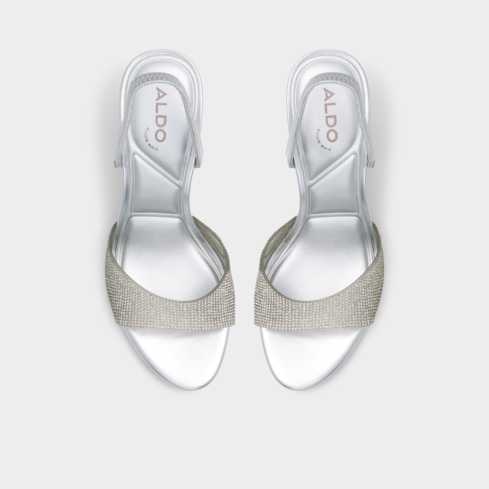 Aitana in Silver - Strappy heeled sandal, Stiletto heel