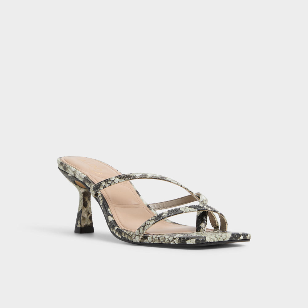 Calypsa White/Black Women's Animal Prints - Strappy heeled sandal