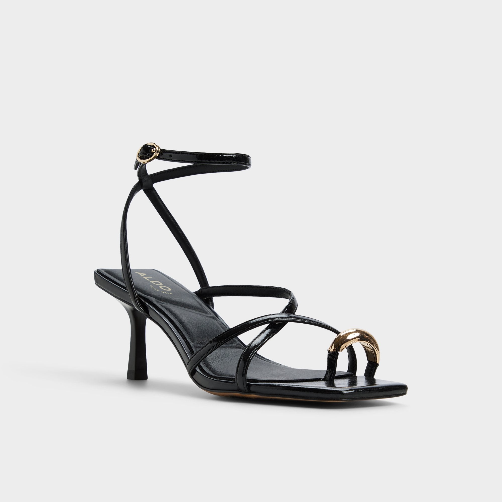 Elodiah Black Women's Travel essentials - Strappy heeled sandal, Stiletto heel