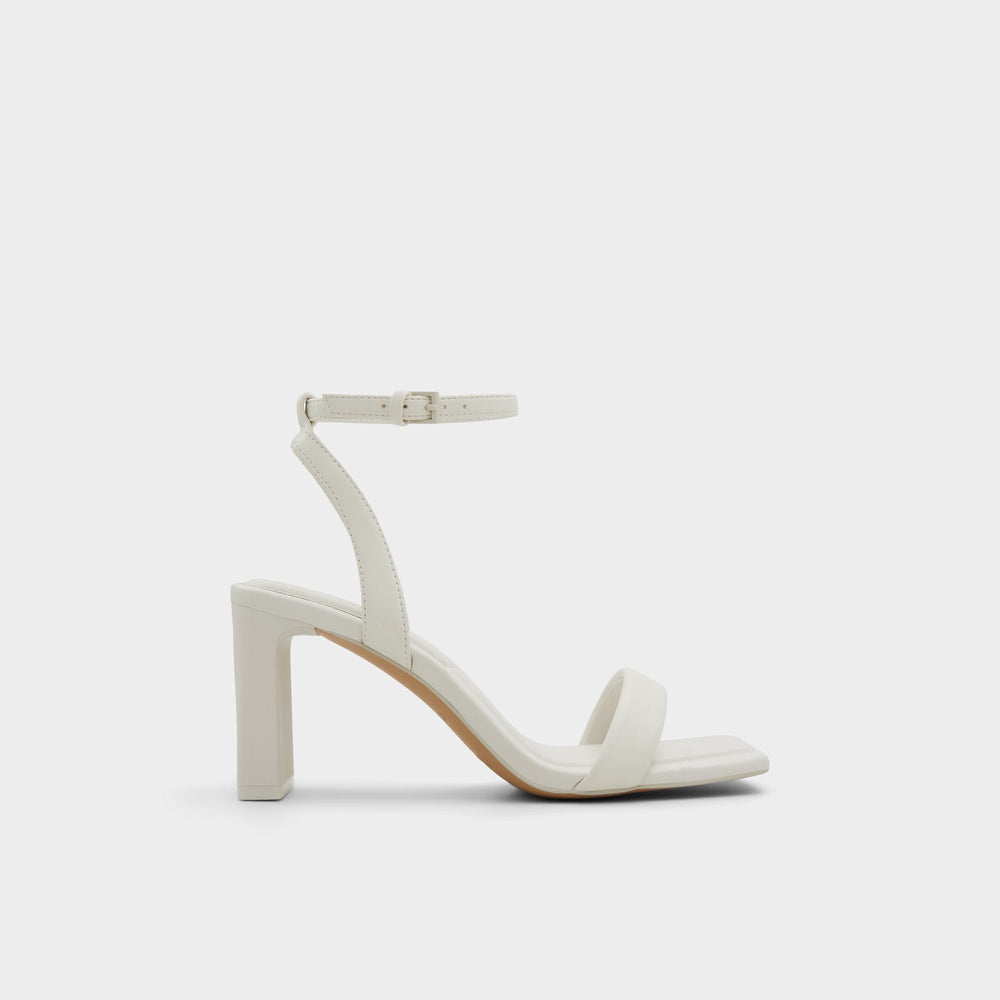 Aurorai White/Bone Women's Strappy sandals - Strappy heeled sandal, Block heel
