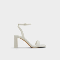 Aurorai White/Bone Women's Strappy sandals - Strappy heeled sandal, Block heel