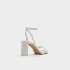 Aurorai White/Bone Women's Strappy sandals - Strappy heeled sandal, Block heel