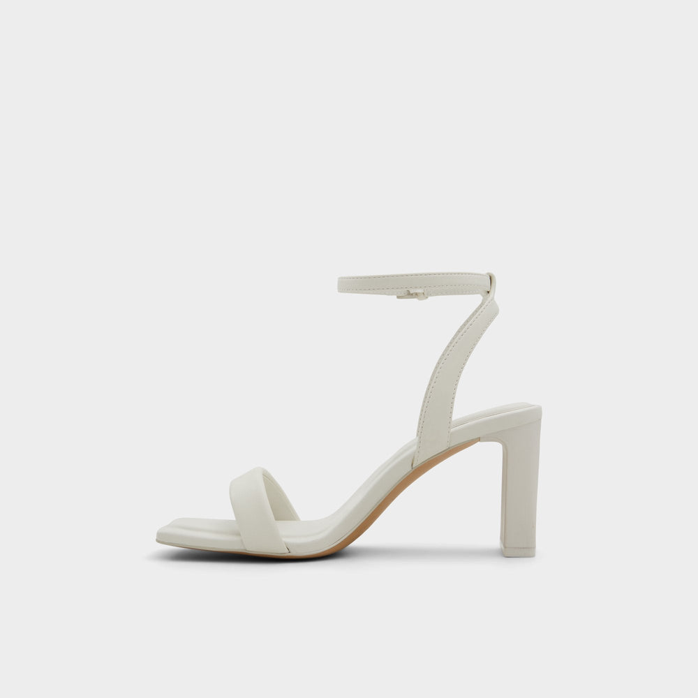 Aurorai White/Bone Women's Strappy sandals - Strappy heeled sandal, Block heel