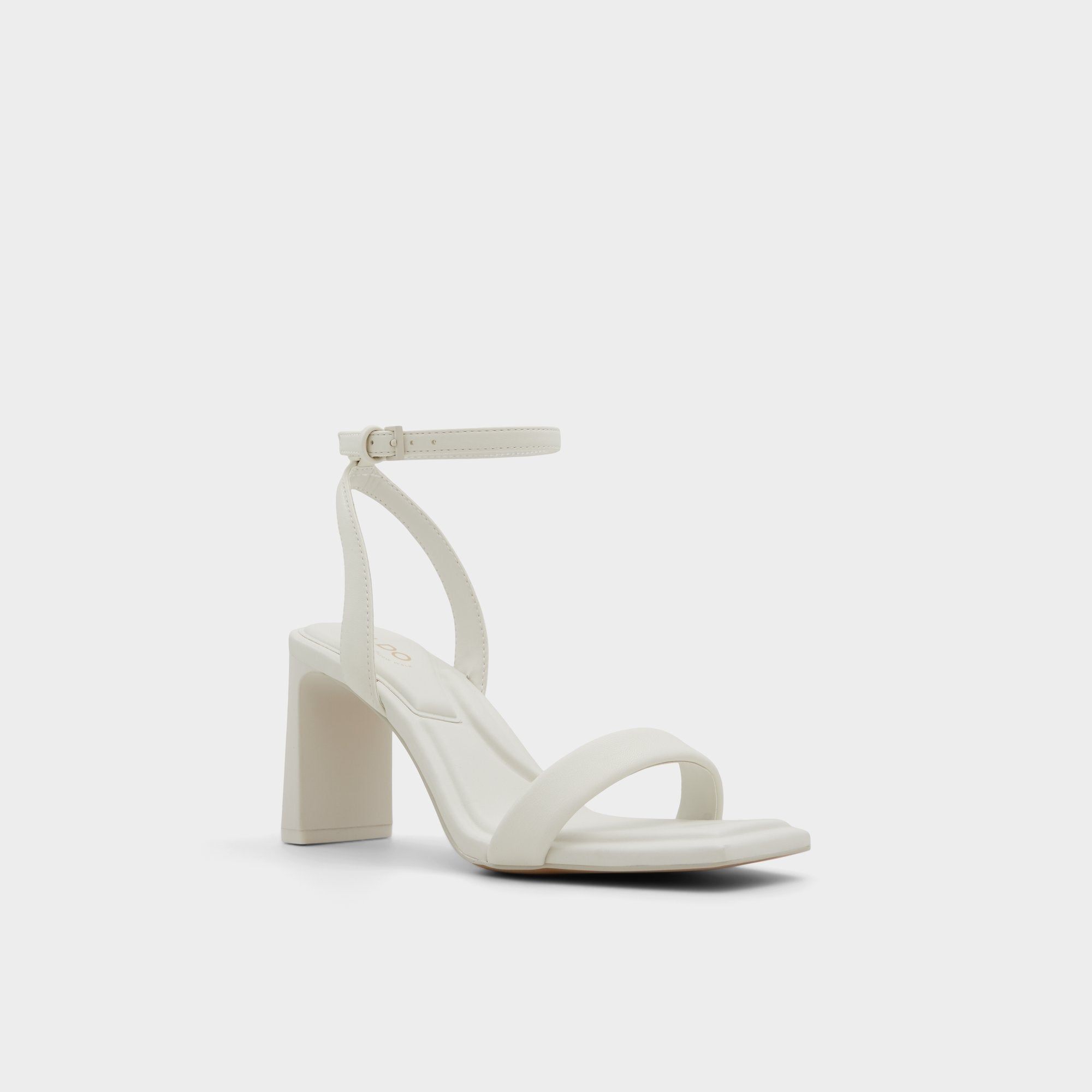 Aurorai White/Bone Women's Strappy sandals - Strappy heeled sandal, Block heel