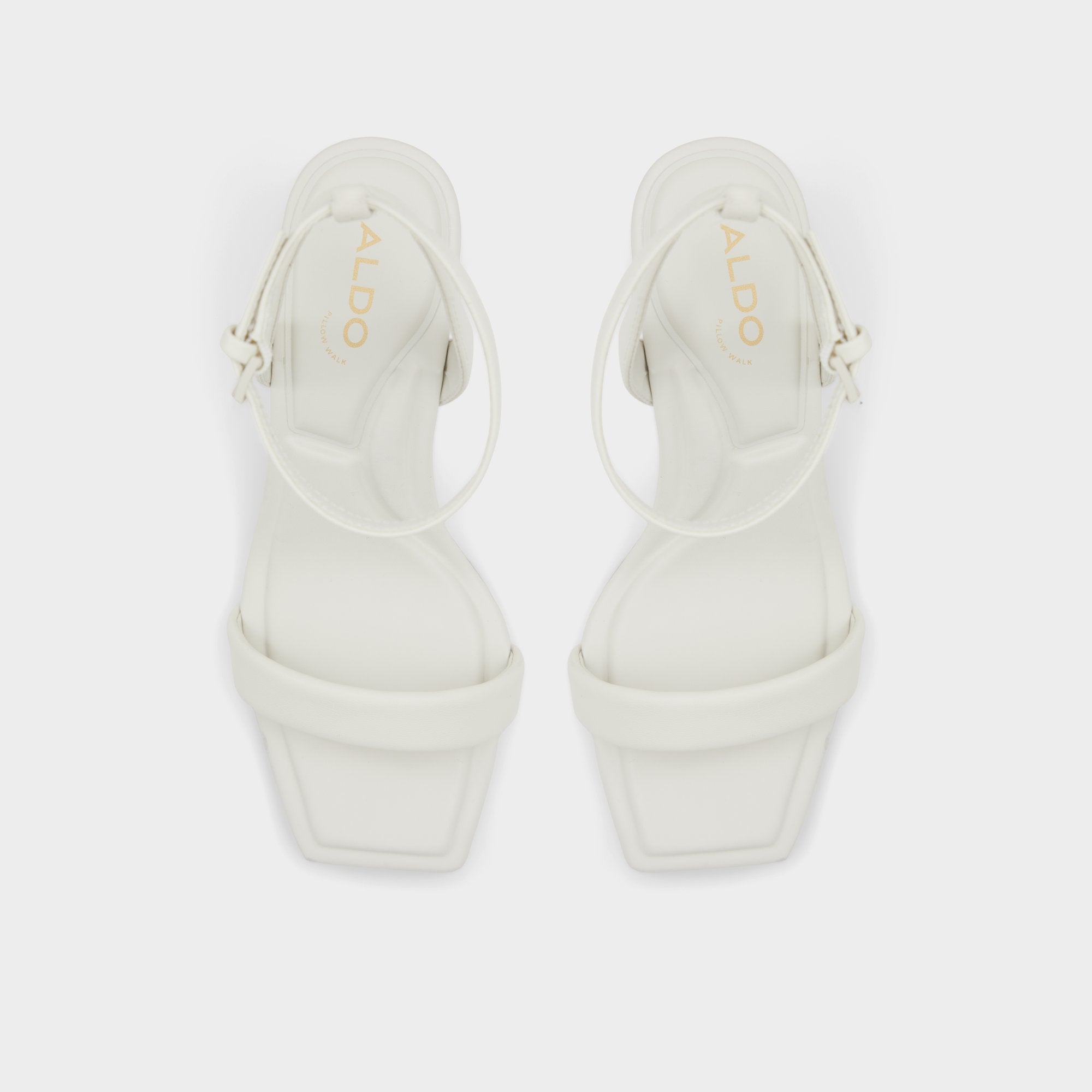 Aurorai White/Bone Women's Strappy sandals - Strappy heeled sandal, Block heel
