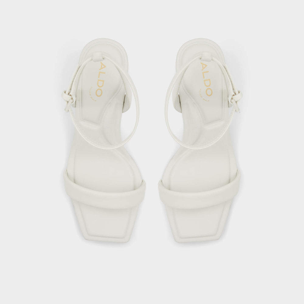 Aurorai White/Bone Women's Strappy sandals - Strappy heeled sandal, Block heel