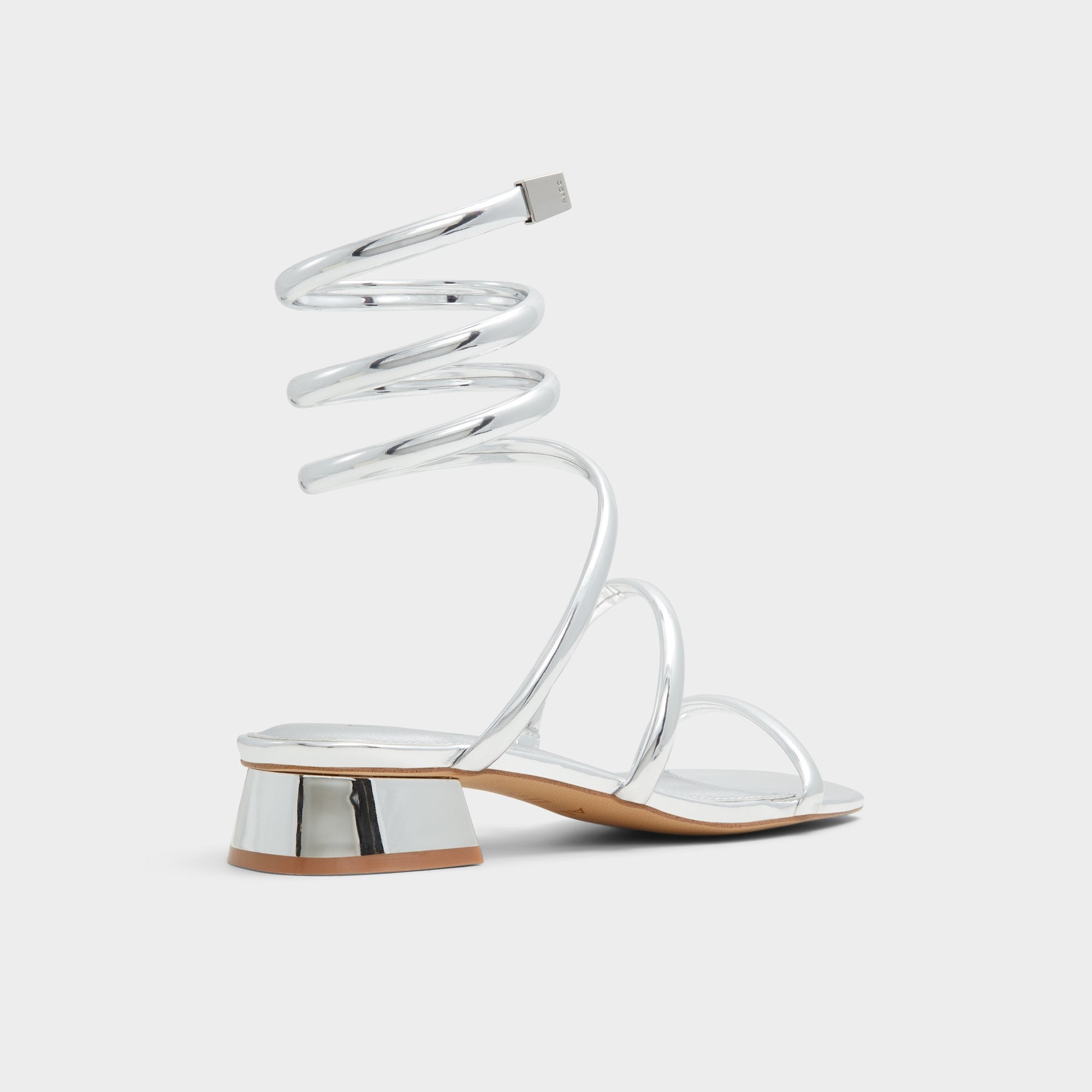 Spinna in Silver - Strappy sandal, Block heel