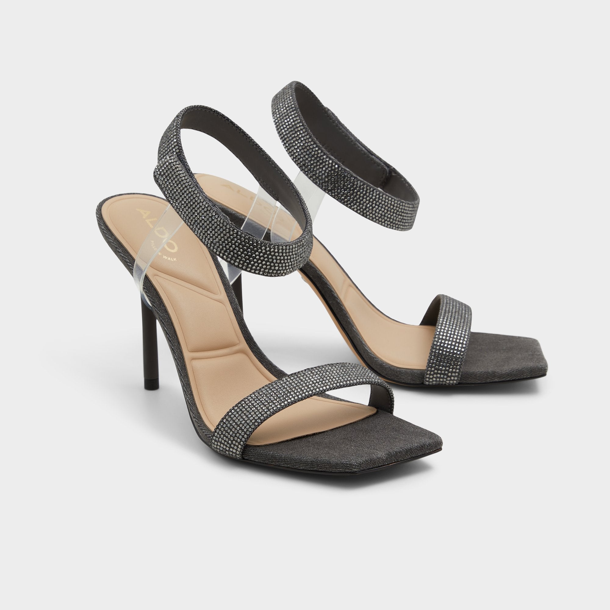 Rosy Dark Grey Women's Strappy sandals - Strappy heeled sandal